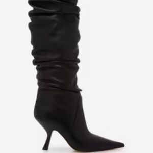 Michael Kors Luna Black Slouch Over-the-Knee Heeled Boots
